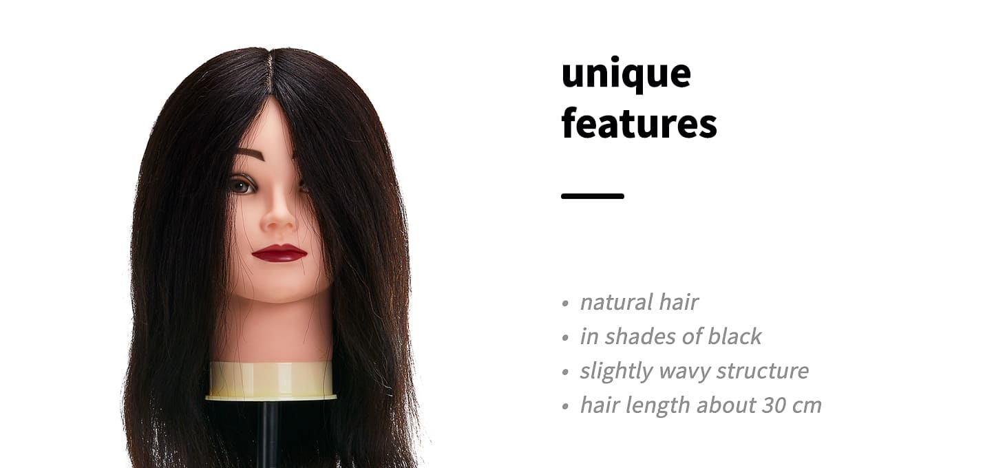 Cvičná kadernícka hlava Gabbiano WZ 1 naturálne vlasy farba 1H - detail produktu 1