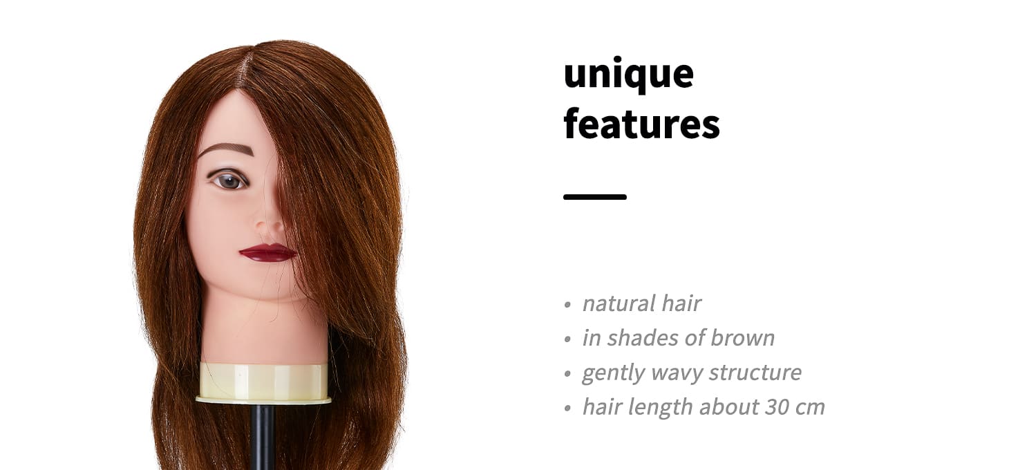 Cvičná kadernícka hlava Gabbiano WZ 1 naturálne vlasy farba 4 H - detail produktu 1