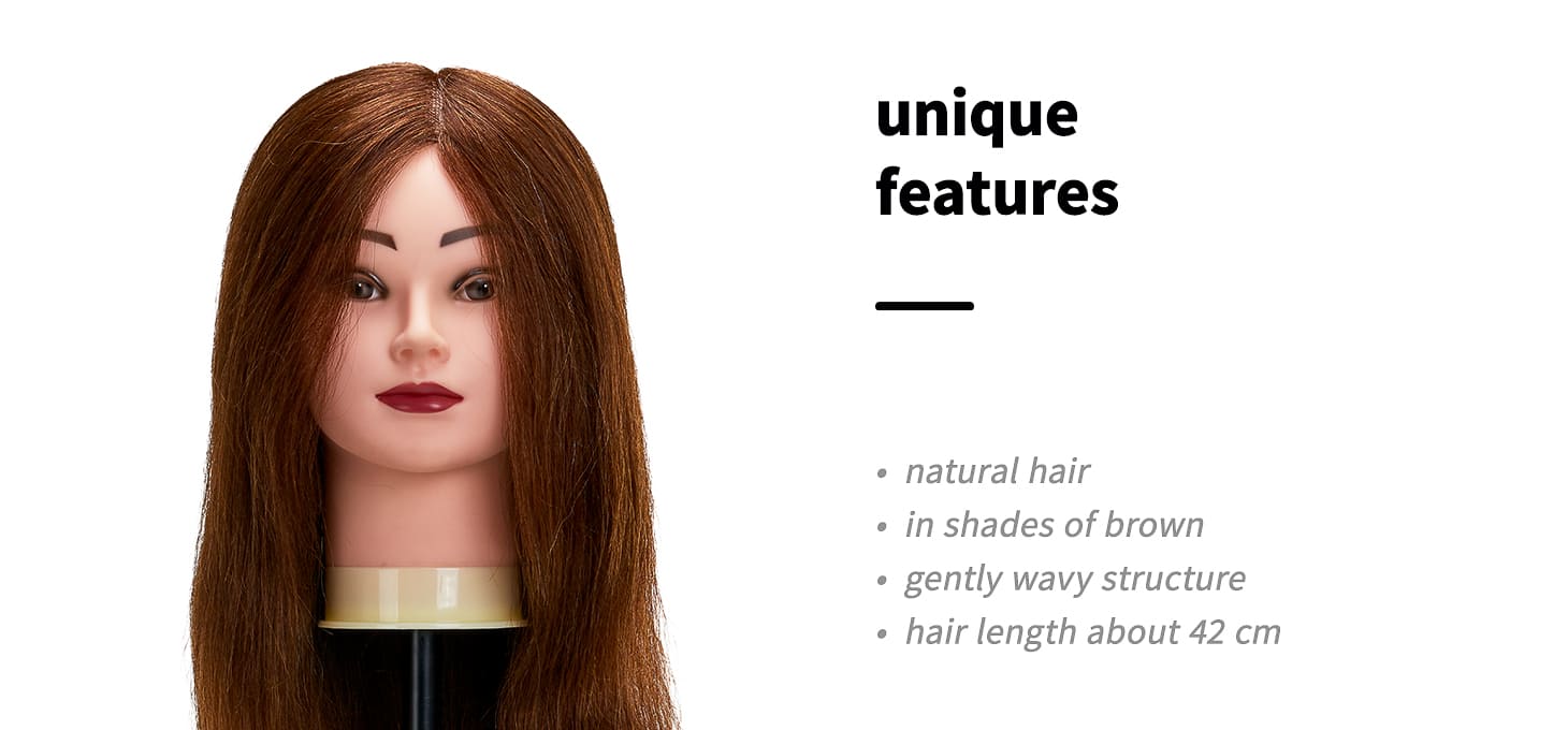 Cvičná kadernícka hlava gabbiano WZ 1 naturálne vlasy farba 4 H, dĺžka 42 cm - detail produktu 2