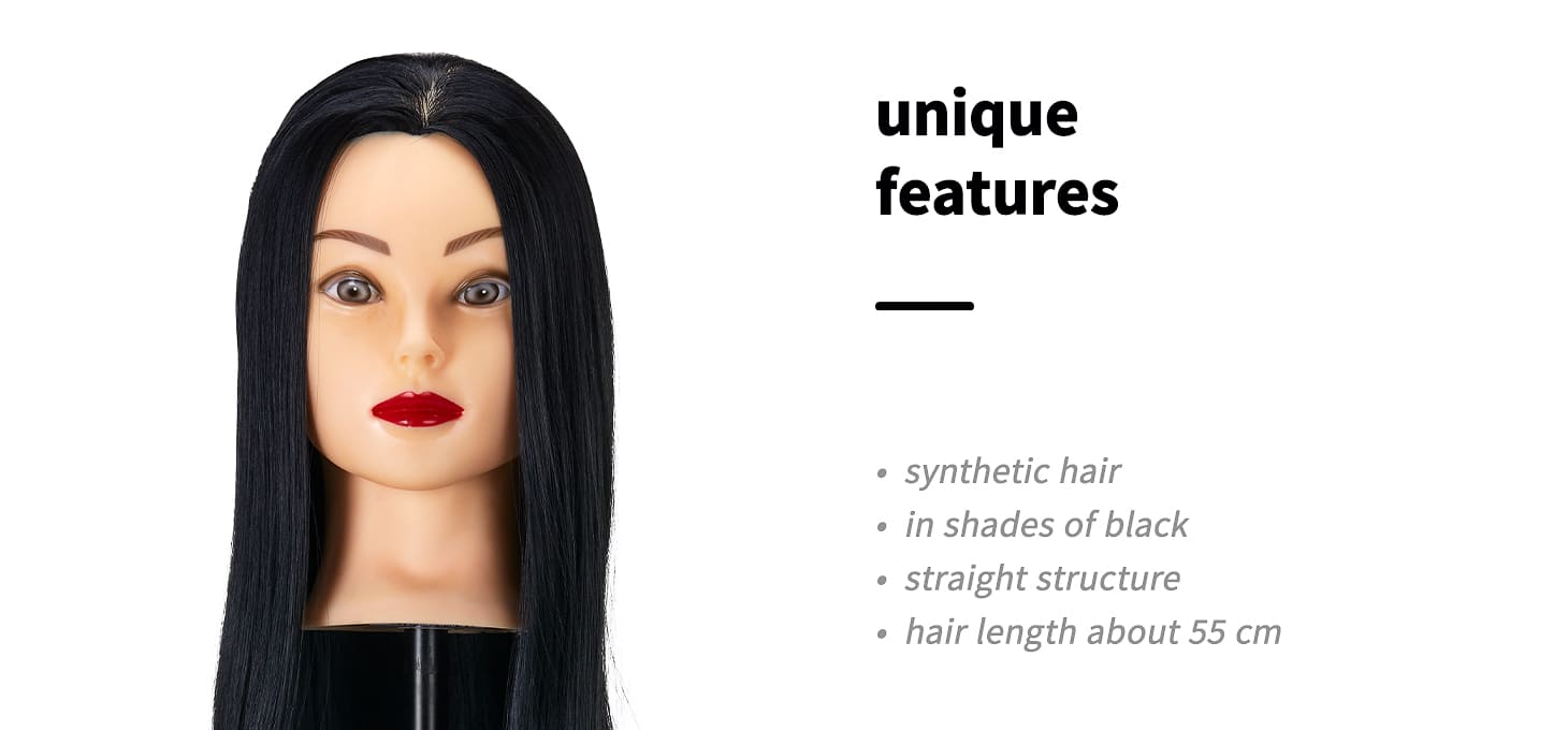 Cvičná kadernícka hlava Gabbiano WZ 2 syntetické vlasy farba 1 H - detail produktu 2