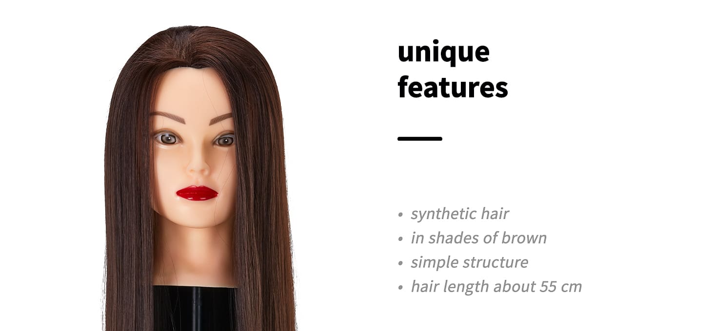 Cvičná kadernícka hlava Gabbiano WZ 2 syntetické vlasy farba 4 H, dĺžka 55cm - detail produktu 2