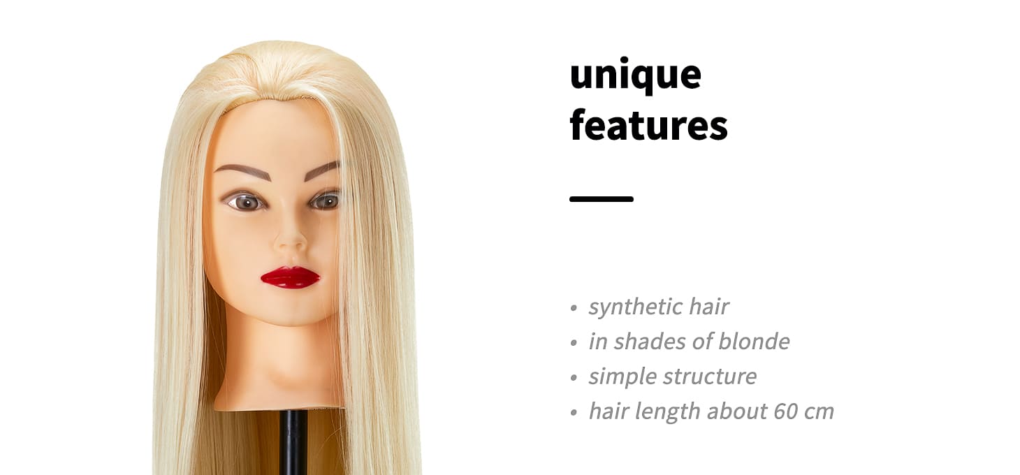 Cvičná kadernícka hlava Gabbiano WZ 2 syntetické vlasy farba 613 H, dĺžka 60cm - detail produktu 2