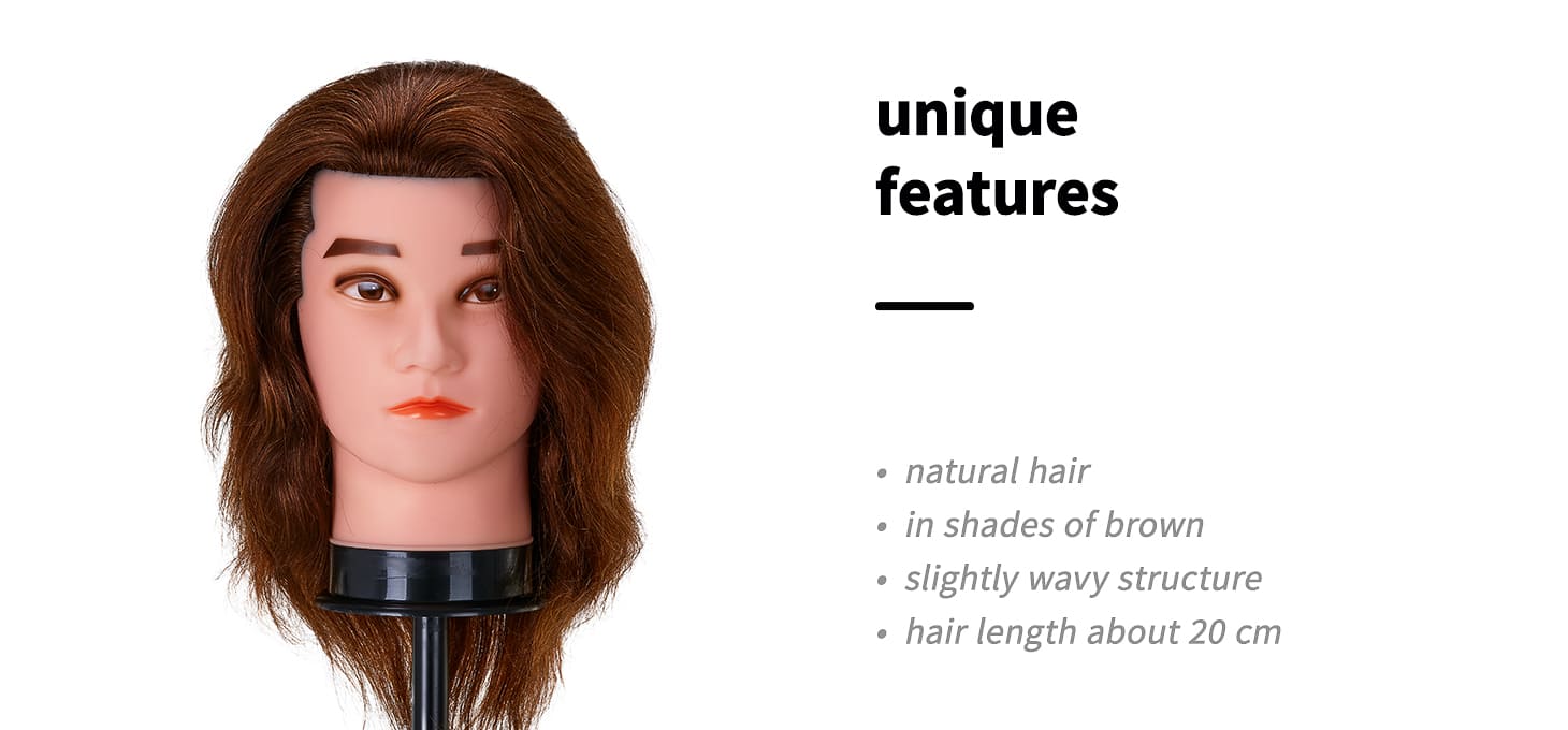 Cvičná kadernícka hlava Gabbiano  WZ 3 naturálne vlasy farba 4 H - detail produktu 2