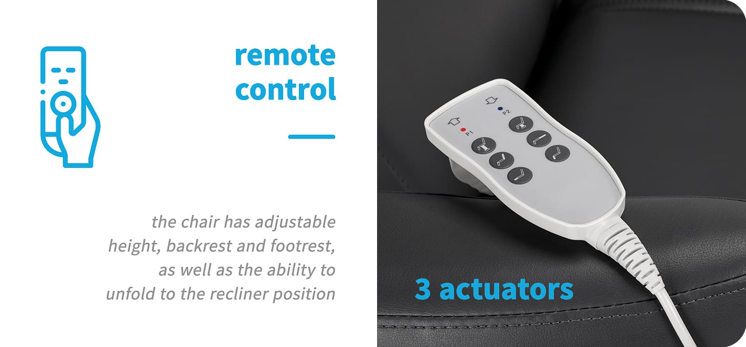 Elektrické kozmetické kreslo Azzurro 803D 3 motorové šedé - detail produktu 2