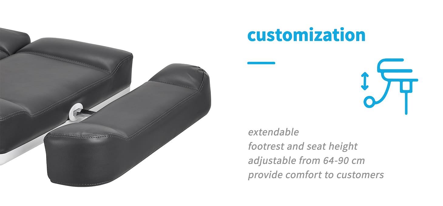 Elektrické kozmetické kreslo Azzurro 803D 3 motorové šedé - detail produktu 3