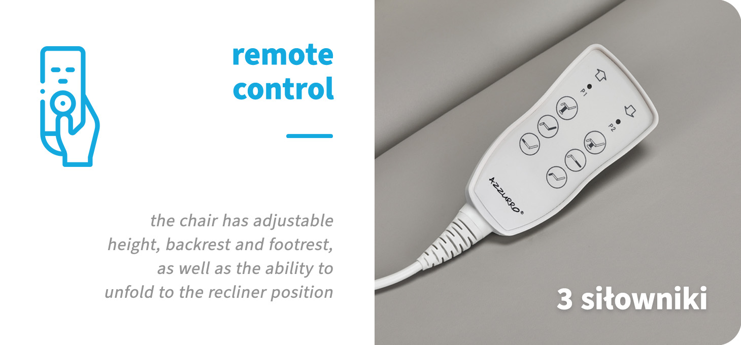 Kozmetické elektrické kreslo Azzurro 891 šedé - detail produktu 2