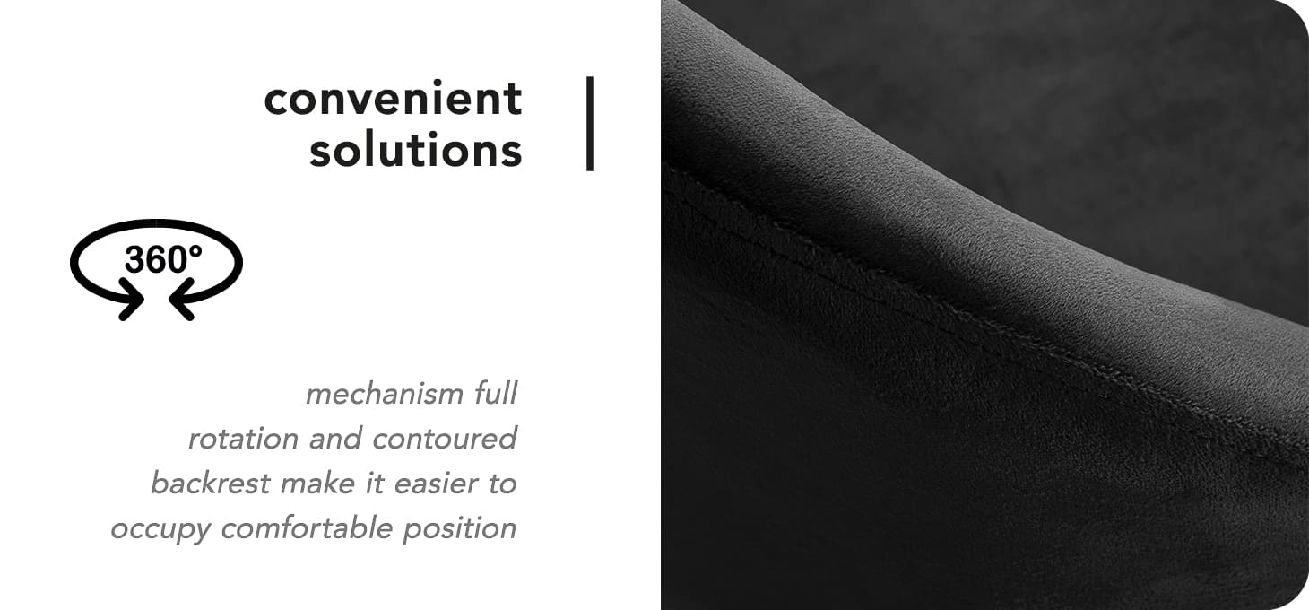 Otočné kreslo 4Rico QS-MF18G zamatové čierne - detail produktu 4