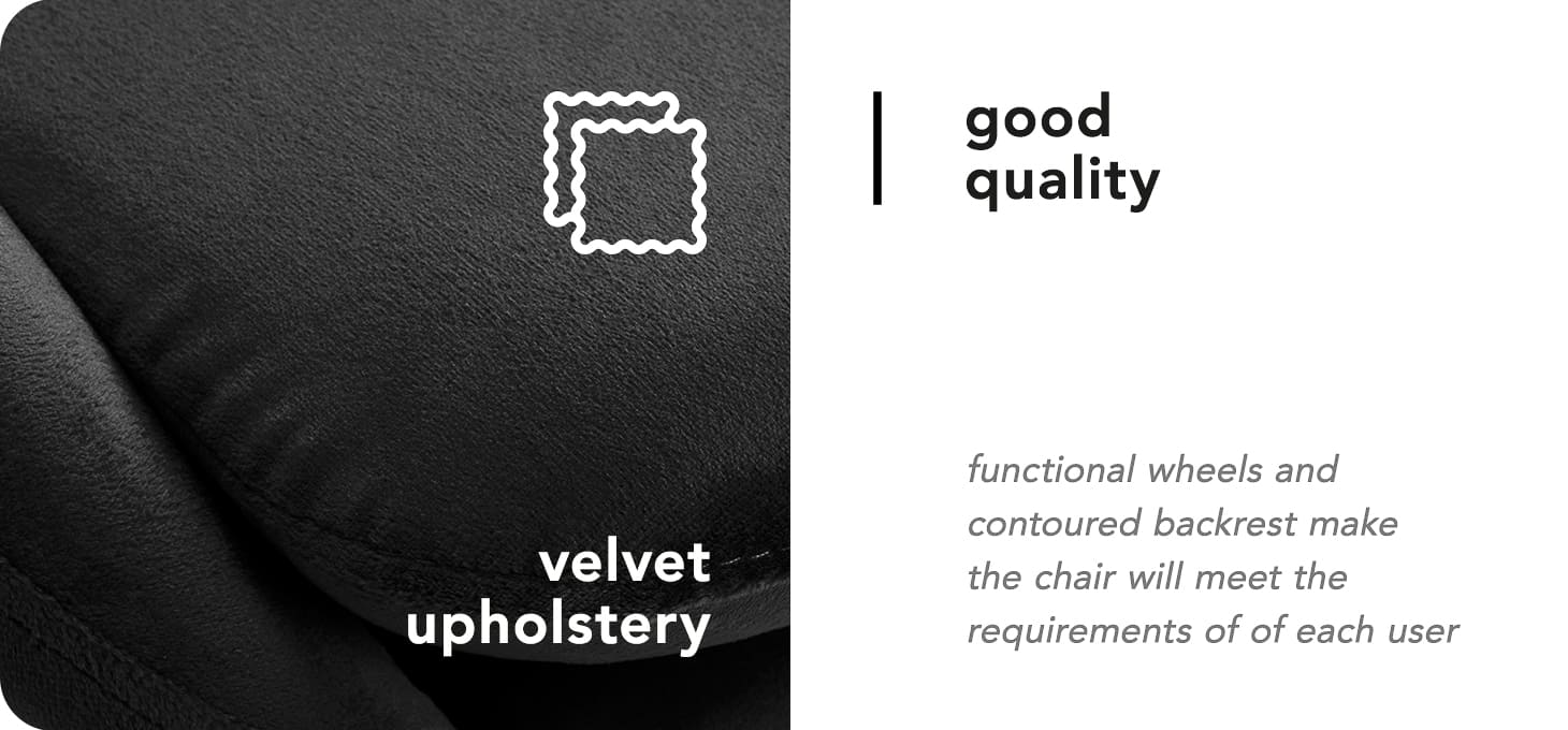 Otočné kreslo 4Rico QS-MF18G zamatové čierne - detail produktu 5