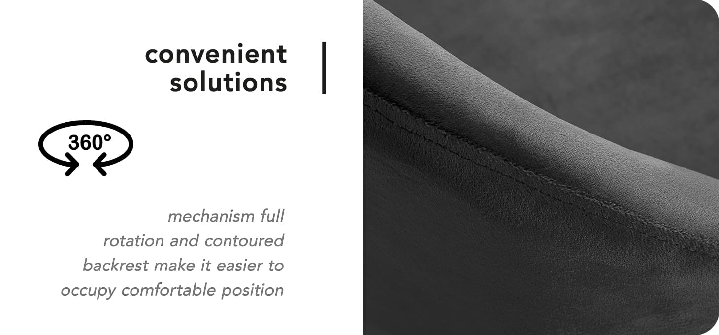 Otočné kreslo 4Rico QS-MF18G zamatové šedé - detail produktu 4