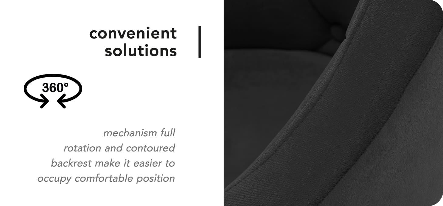Otočné kreslo 4Rico QA-BL14G zamatové čierne - detail produktu 4