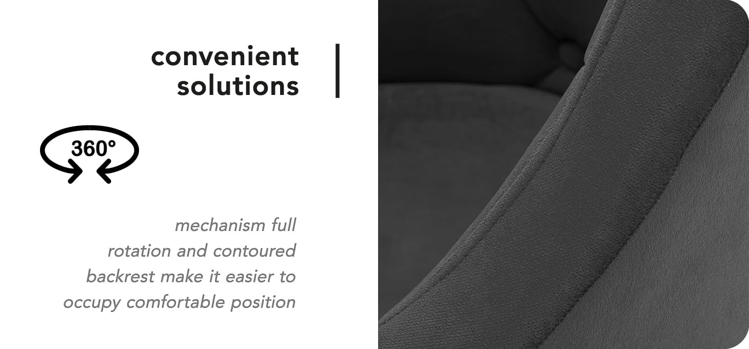 Otočné kreslo 4Rico QA-BL14G zamatové šedé - detail produktu 4