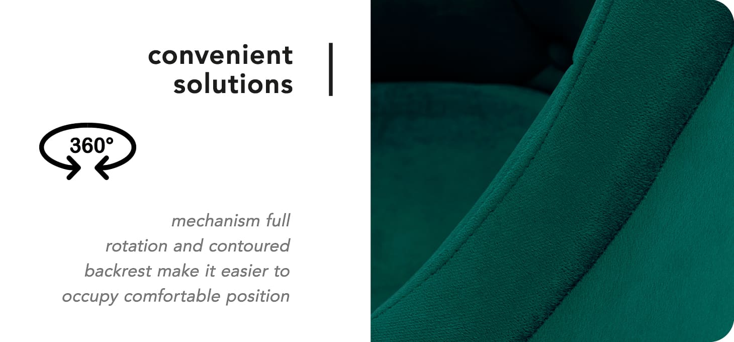 Otočné kreslo 4Rico QA-BL14G zamatové zelené - detail produktu 4