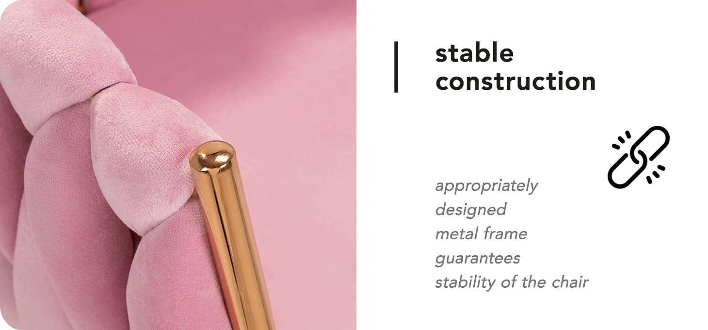 Kreslo 4Rico QS-GW06G zamatovo ružové - detail produktu 3