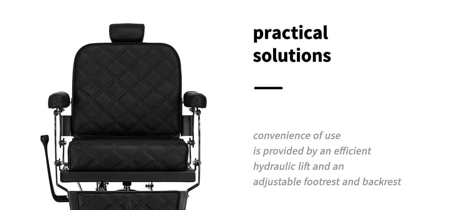 Barberské kreslo Carlos Extra čierne - detail produktu 2