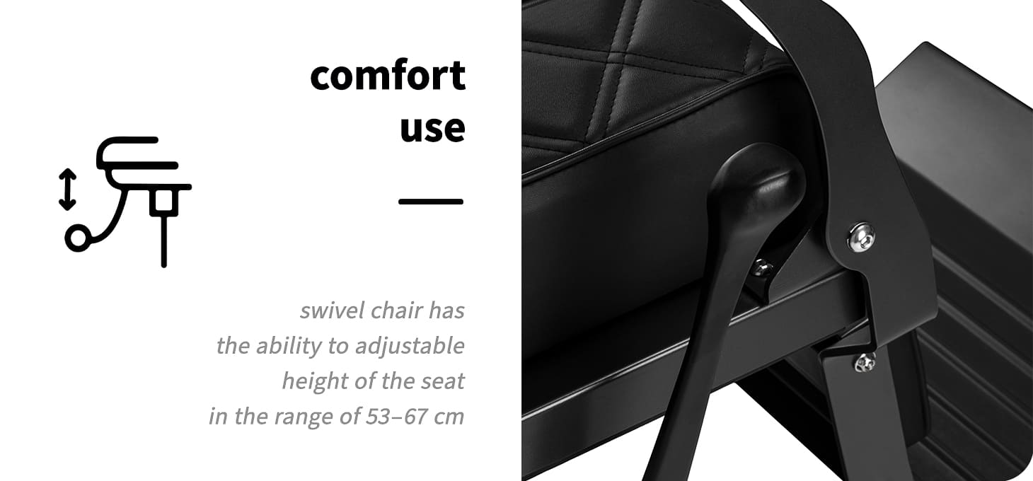 Barberské kreslo Carlos Extra čierne - detail produktu 3