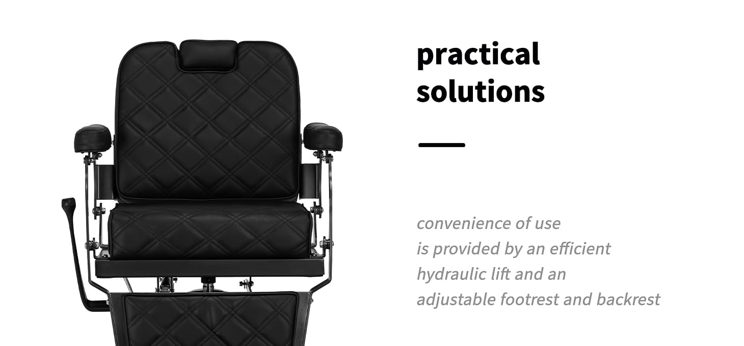 Barberské kreslo Carlos čierne - detail produktu 2