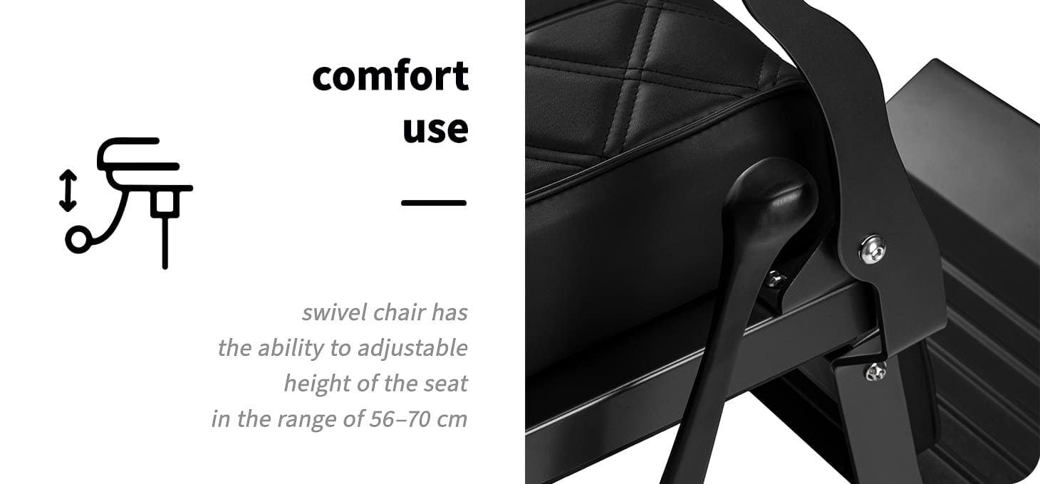 Barberské kreslo Carlos čierne - detail produktu 3