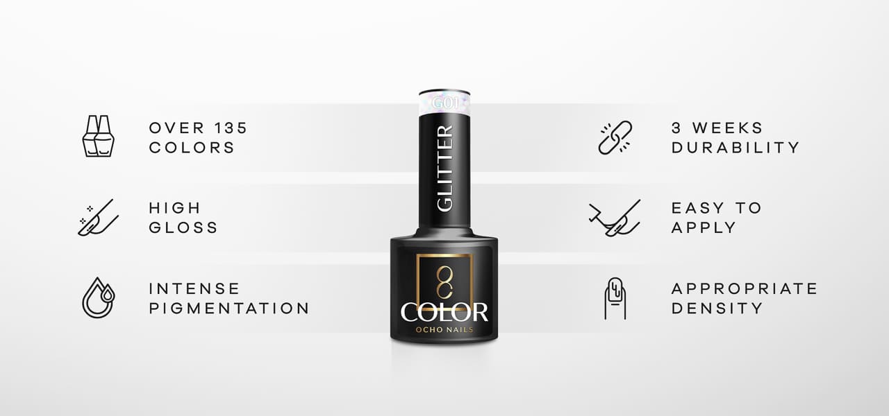 OCHO NAILS Třpytivý hybridní lak G14 -5 g - detail produktu 2