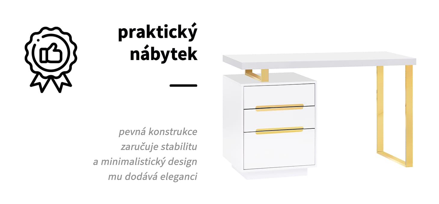 Kozmetický stolík  3311G bielo-zlatý - detail produktu 1
