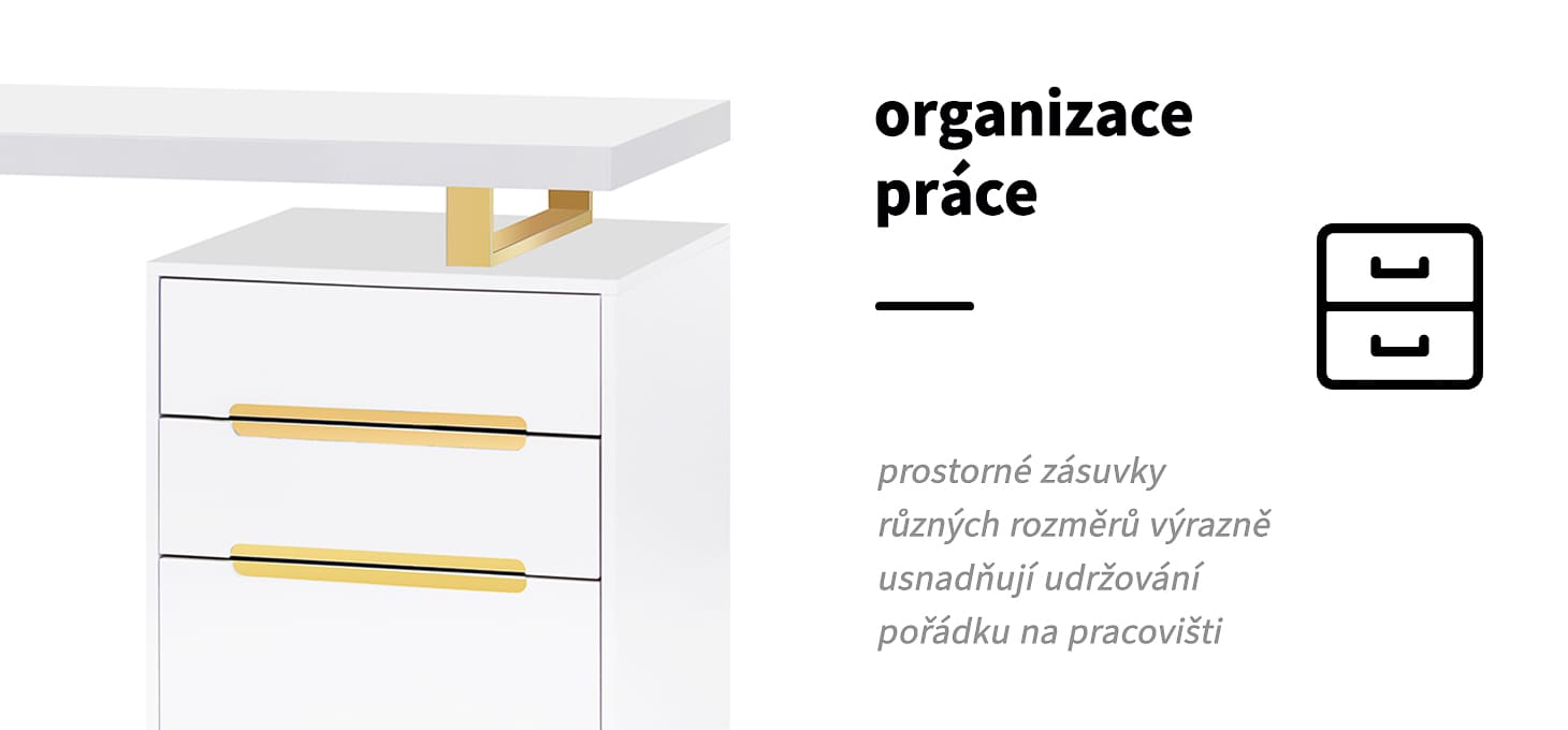 Kozmetický stolík  3311G bielo-zlatý - detail produktu 2