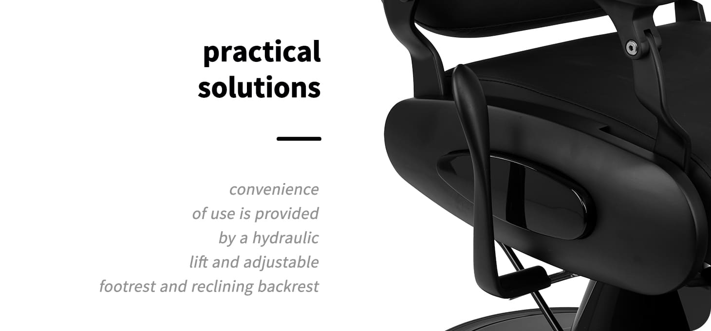 Barberske kreslo Gabbiano Francesco čierne - detail produktu 2