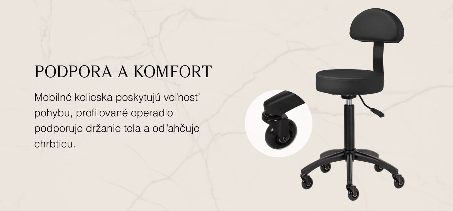 Gabbiano kozmetická stolička D026 čierna - detail produktu 2