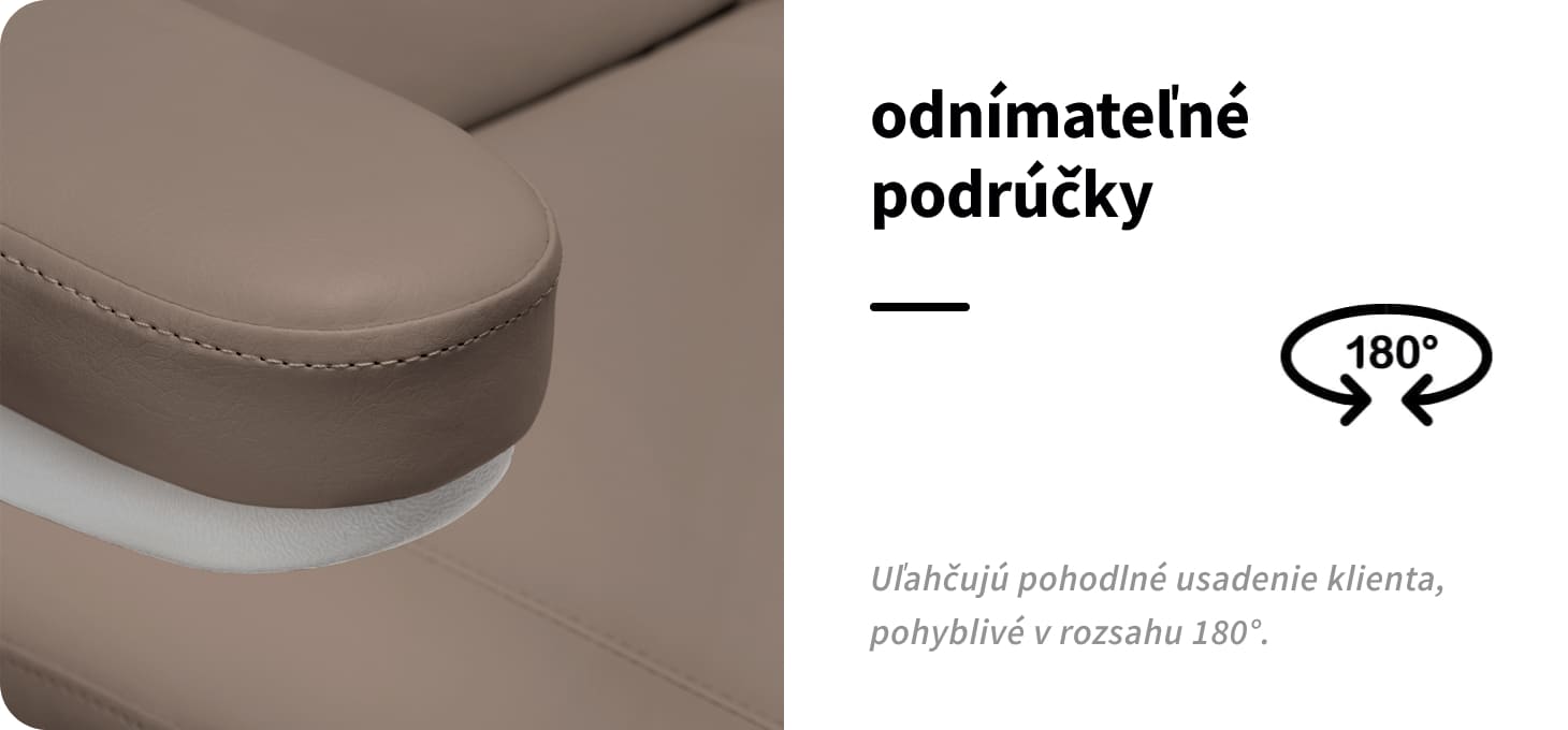Elektrické kozmetické kreslo SILLON Classic 3x motor hnedé - detail produktu 5