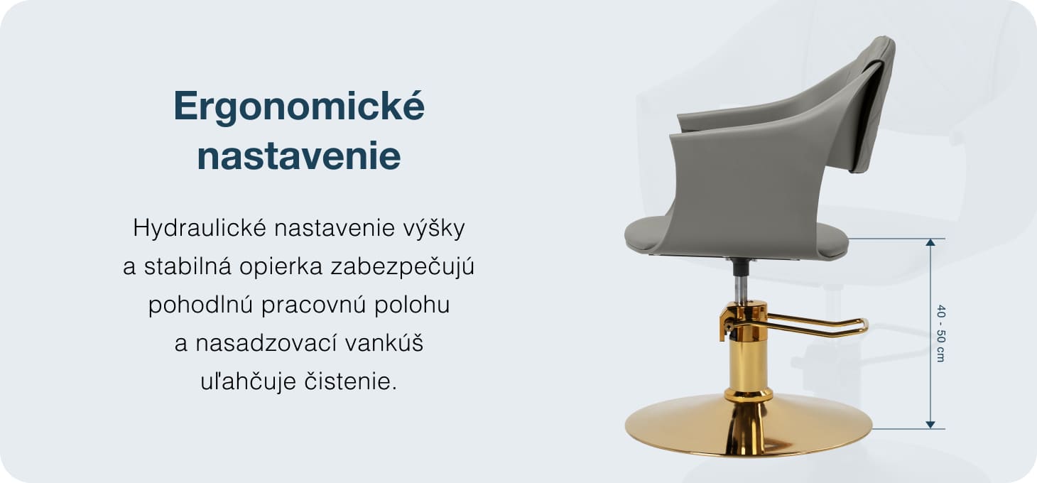 Kadernícke kreslo Hair System Halo zlato-sivé - detail produktu 3