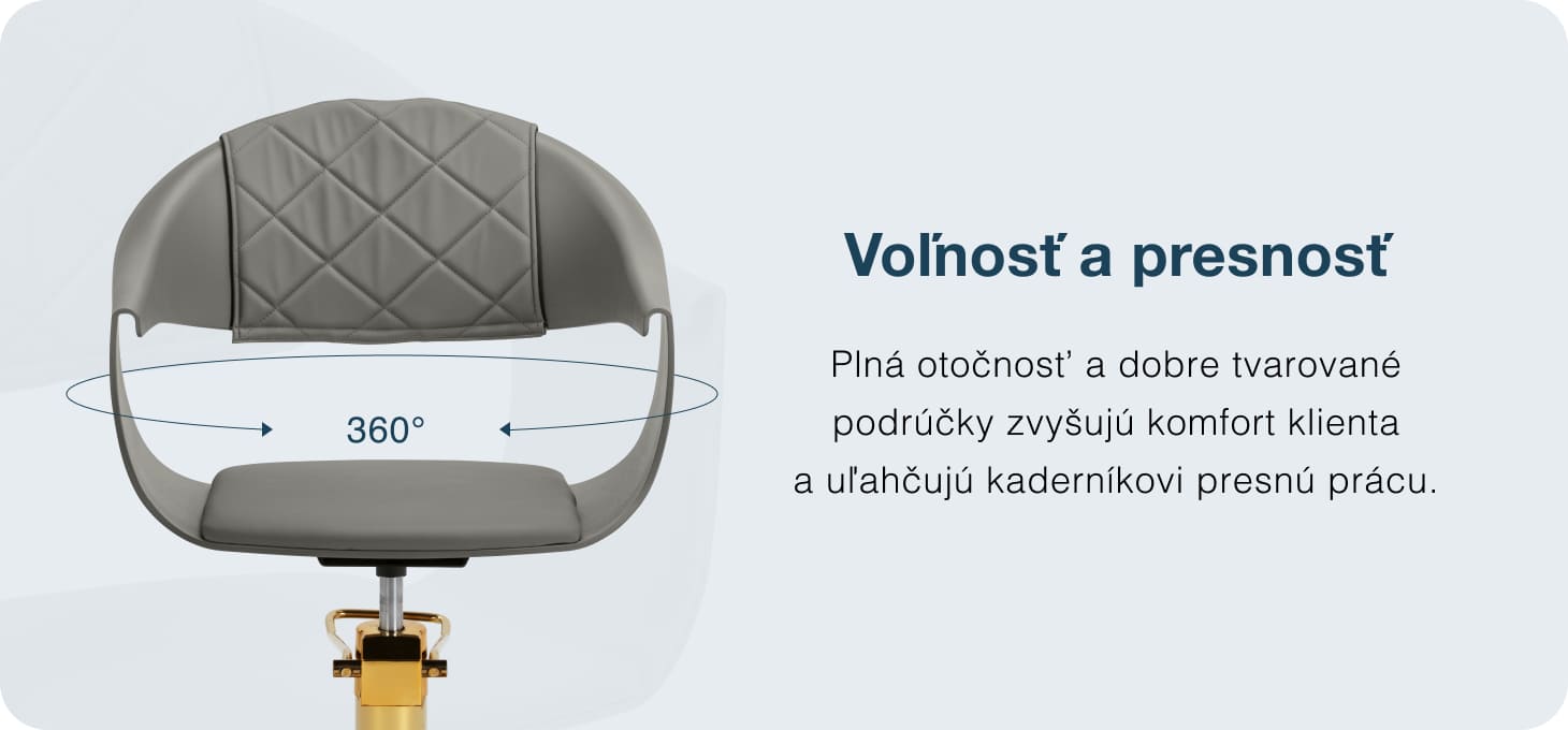 Kadernícke kreslo Hair System Halo zlato-sivé - detail produktu 4