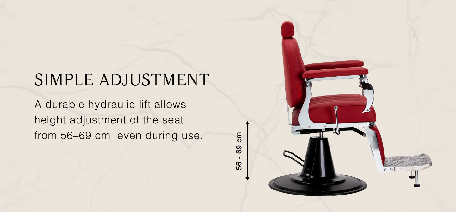 Barberské kreslo Gabbiano Elias červené - detail produktu 3
