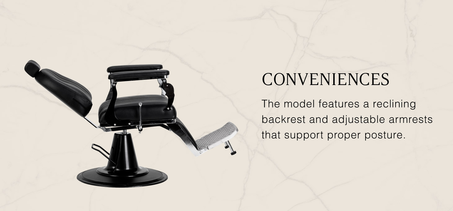 Barberské kreslo Gabbiano Elias čierne - detail produktu 4