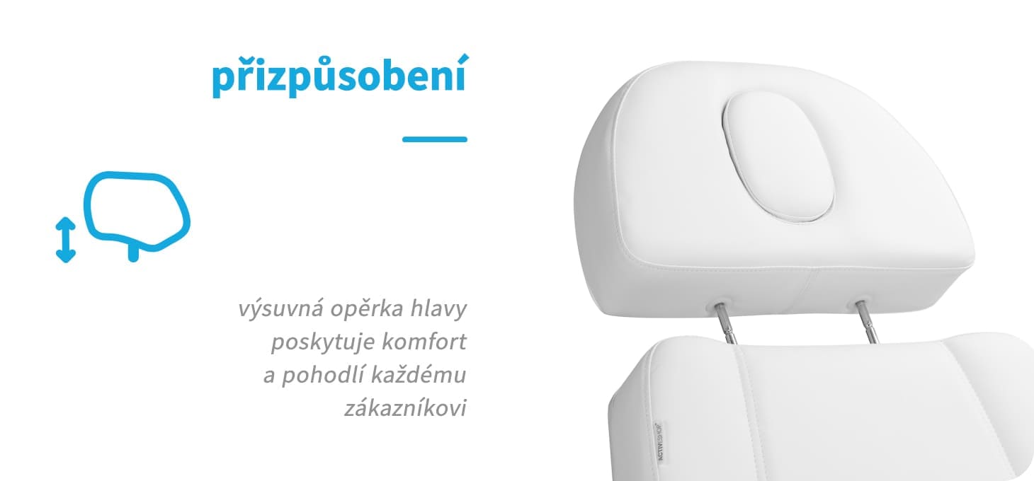 Kozmetické kreslo Azzurro Lux 3x motor biele - detail produktu 4