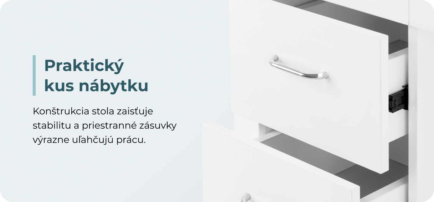 Manikérsky stôl 324 so zásuvkami, biely - detail produktu 1