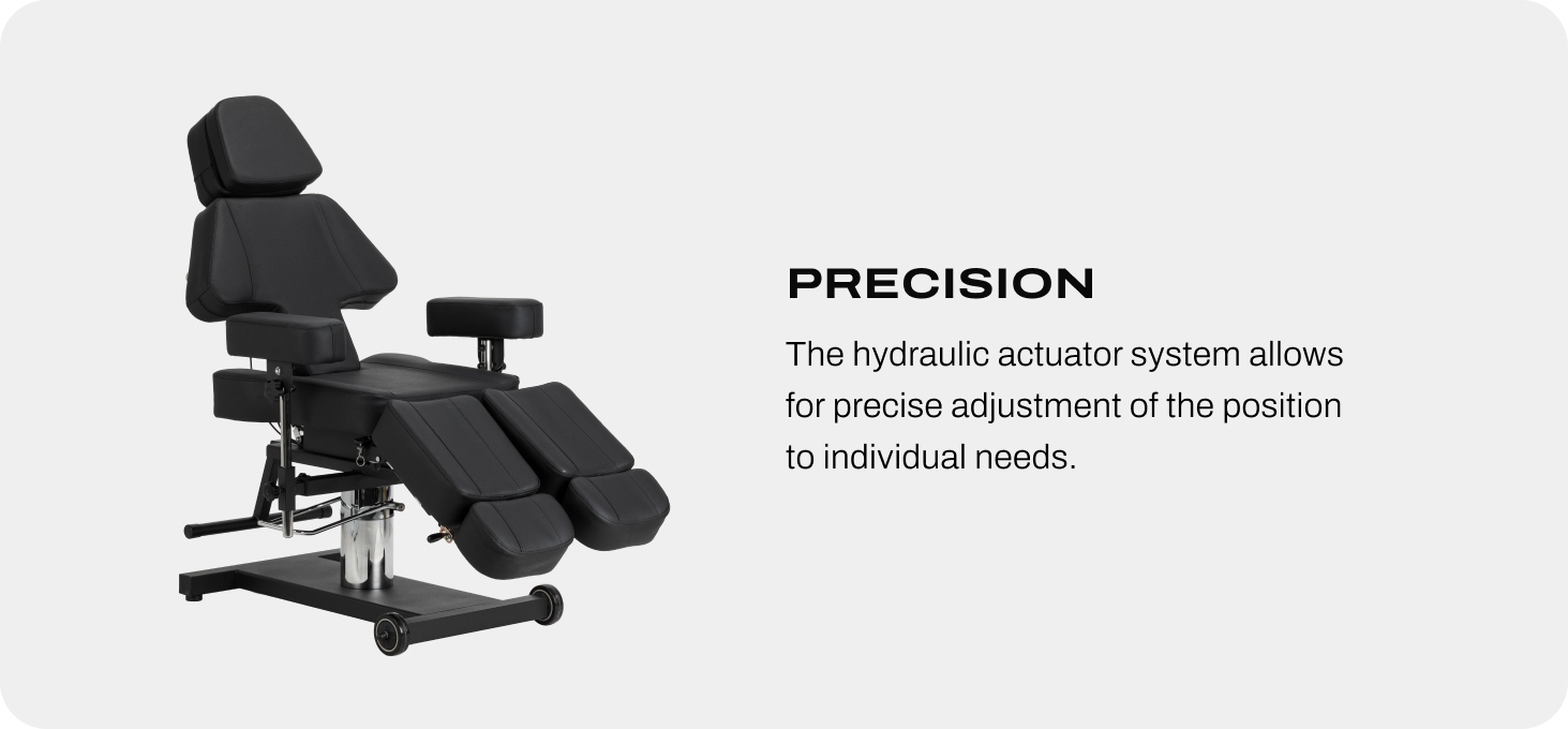 Tetovacie kreslo Pro Ink 605 s plynulým nastavením, čierne - detail produktu 2